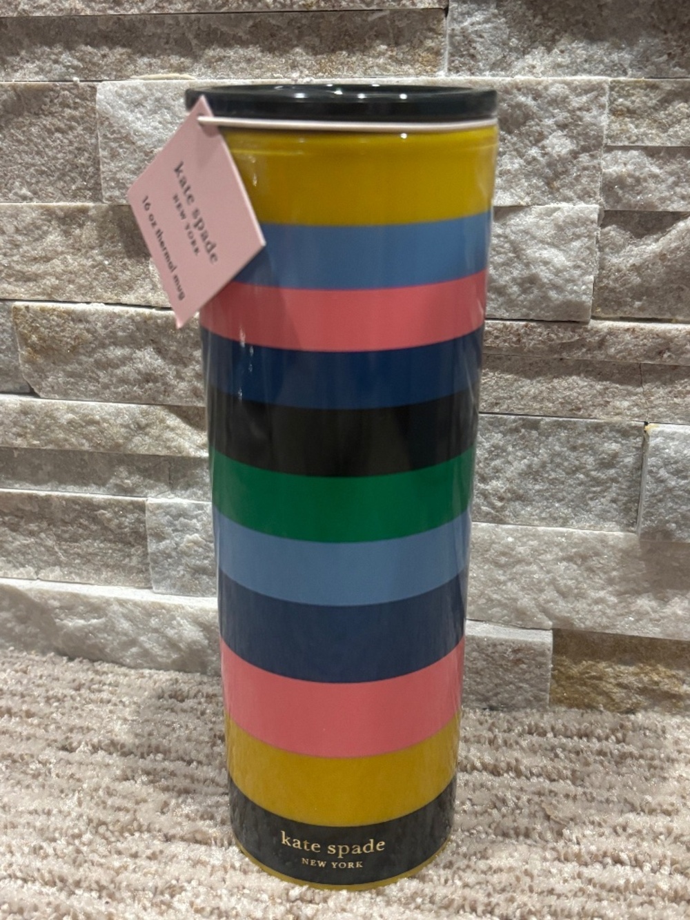 Kate Spade “Enchanted Stripe” 16oz Thermal Mug